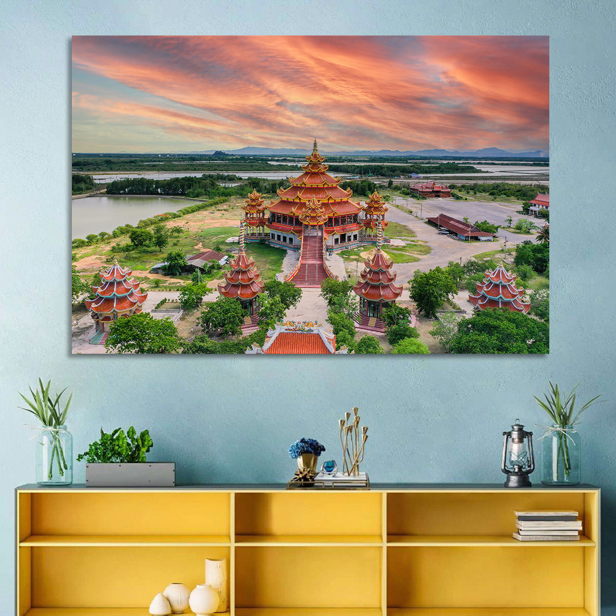 Wat Petch Suwan Temple at Sunset Wall Art