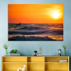 Sunset Fisherman Wall Art