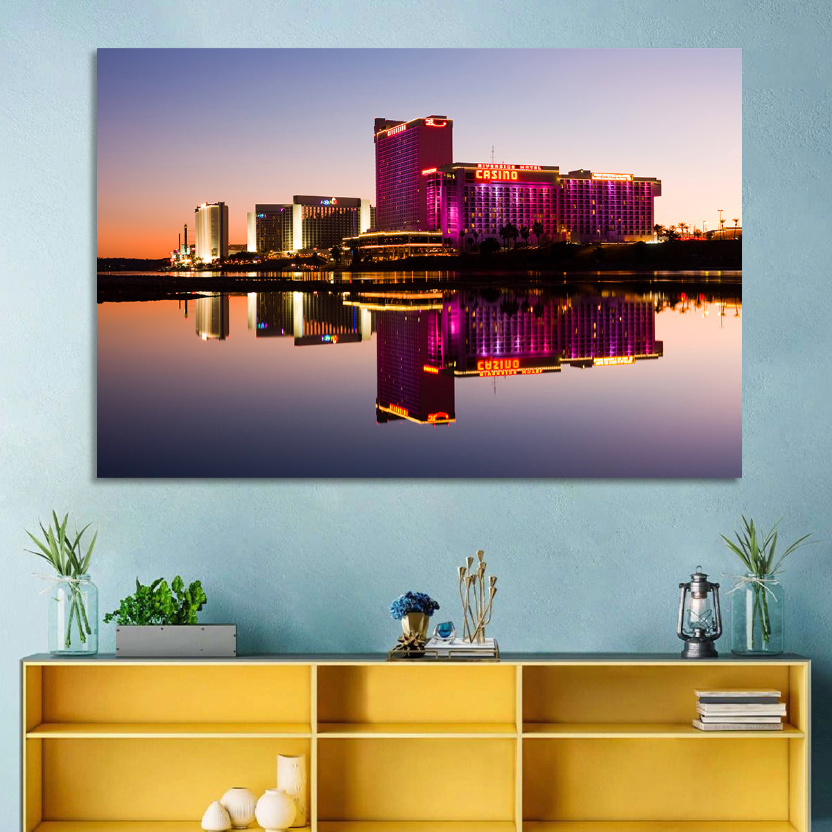 Laughlin Riverside Reflection Wall Art in a room, landscape