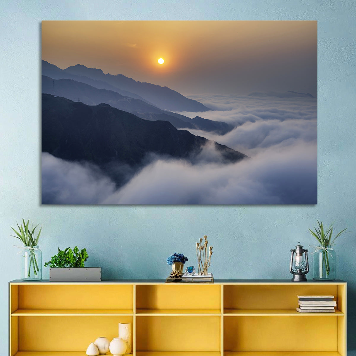 Ta Xua Range at Golden Dawn Wall Art in a room, landscape