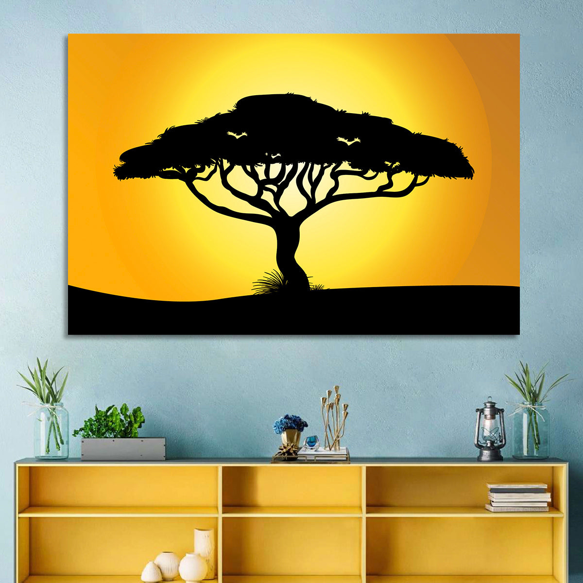Acacia at Sunset Wall Art in a room, landscape