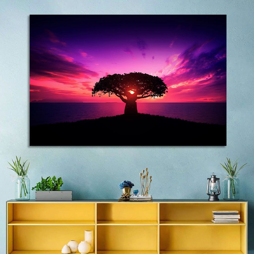 Baobab Sunset Silhouette Wall Art