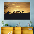 Mustang Silhouettes at Sunset Wall Art