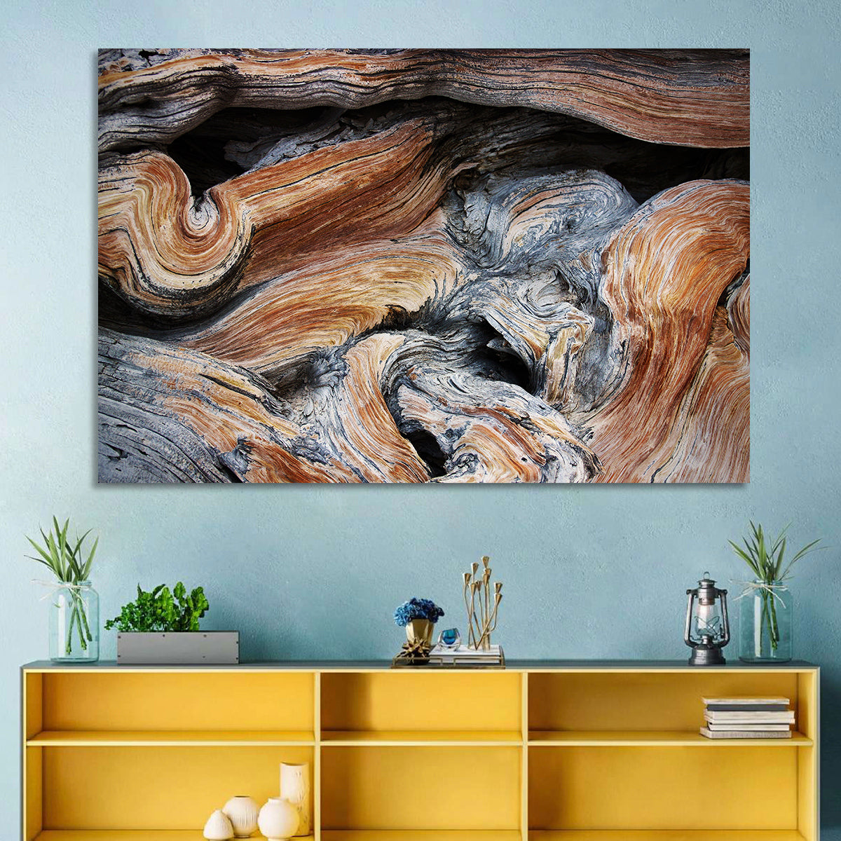 Juniper Wood Texture Wall Art in a room, landscape
