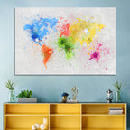 Vibrant Watercolor World Map Wall Art