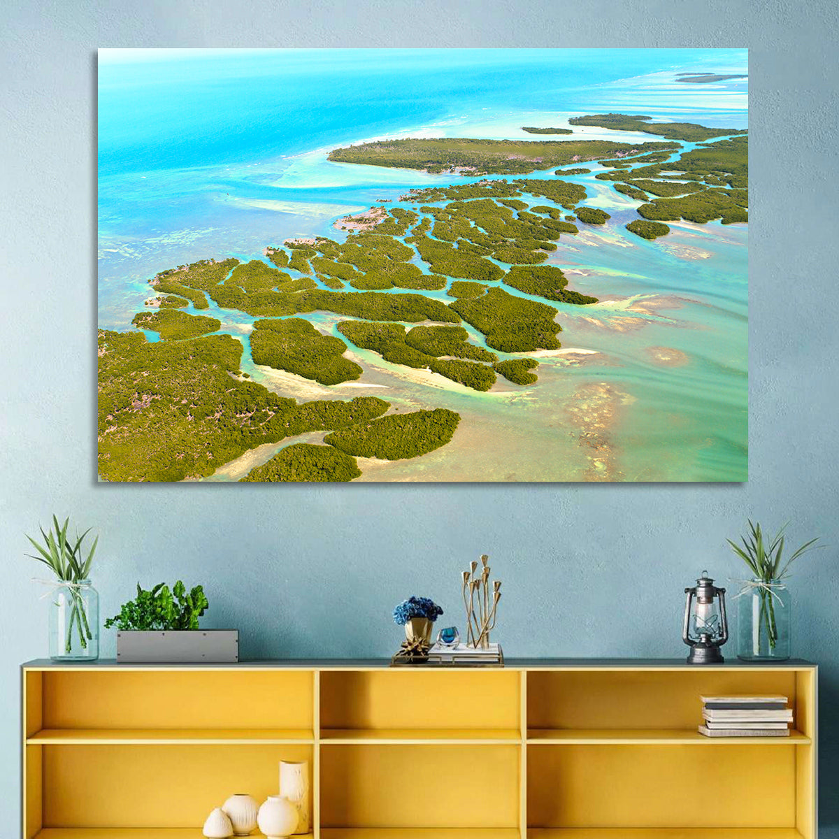 Florida Keys Mangrove Islands Wall Art in a room, landscape