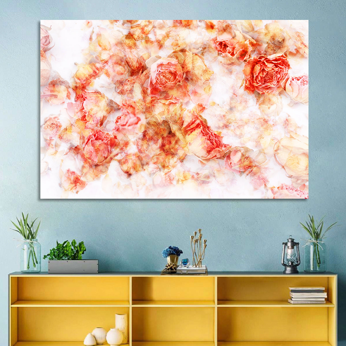 Scattered Dried Rose Petals Wall Art in a room, landscape