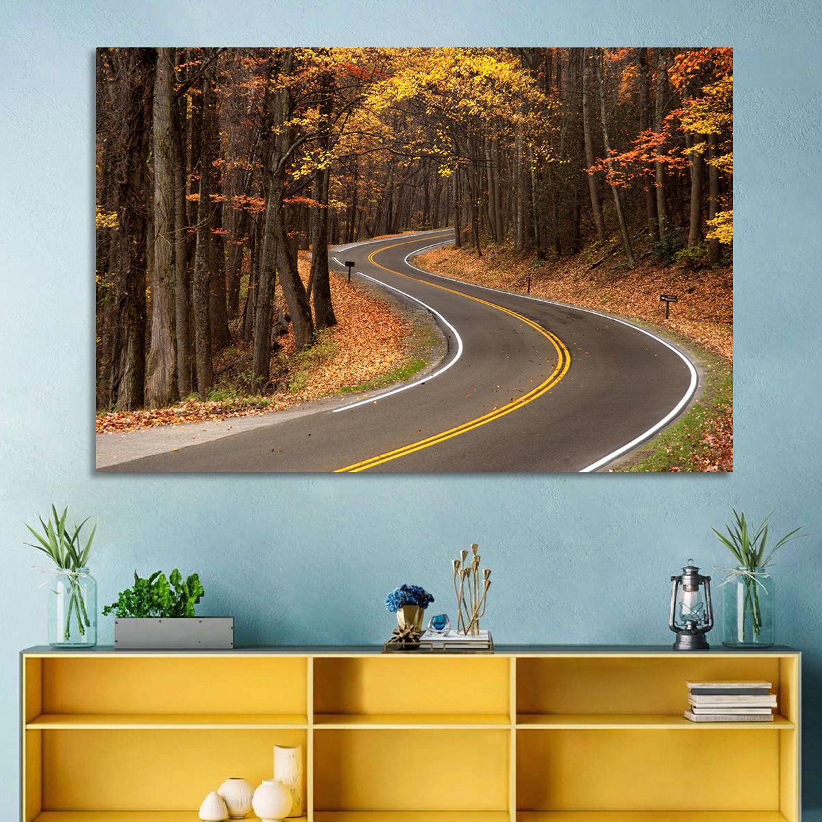 Curvy Autumn Roadway Wall Art