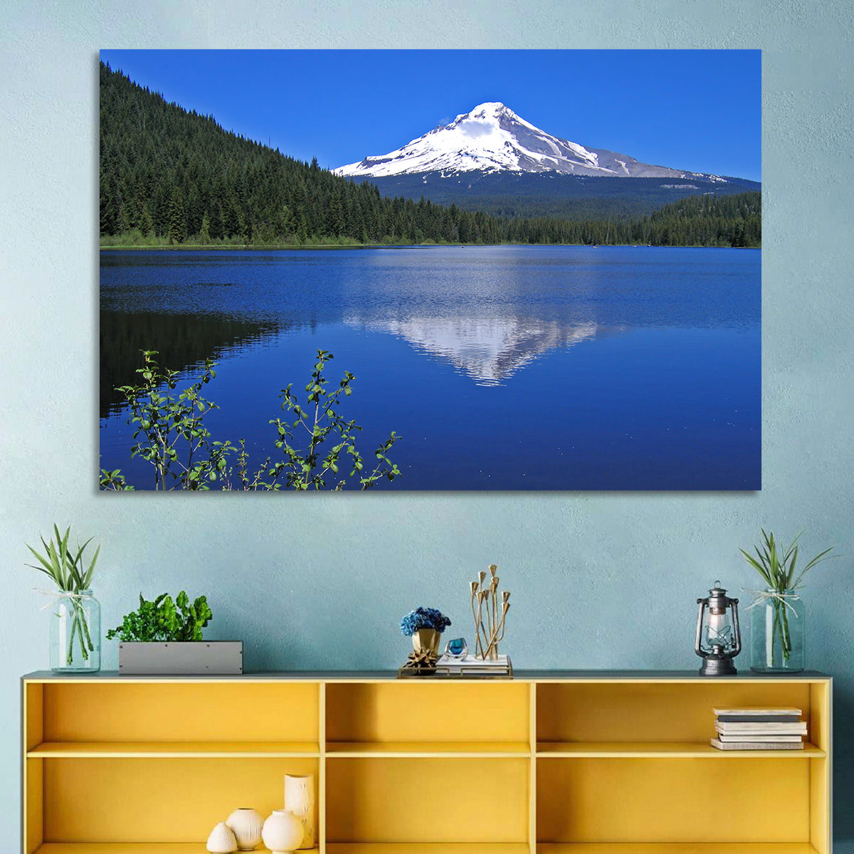 Mount Hood at Trillium Lake Wall Art in a room, landscape