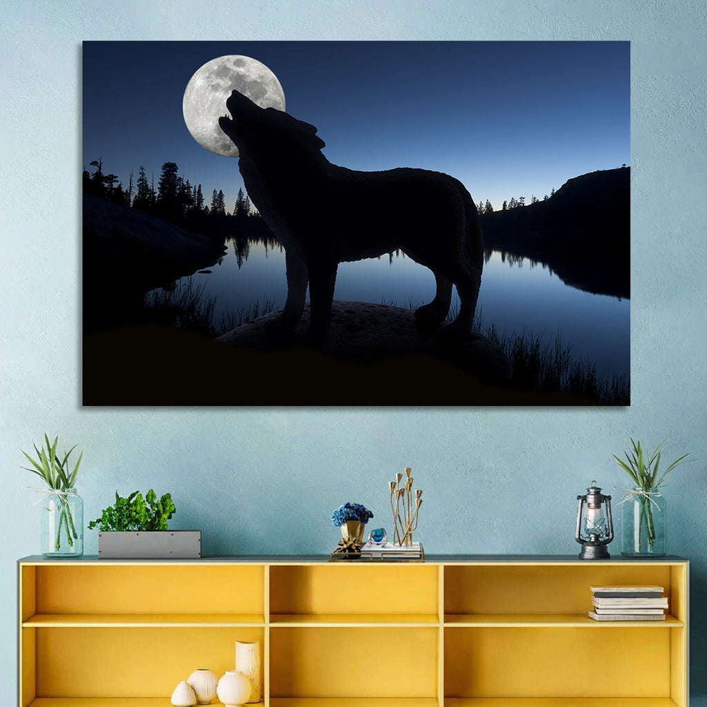 Howling Wolf at Full Moon Wall Art