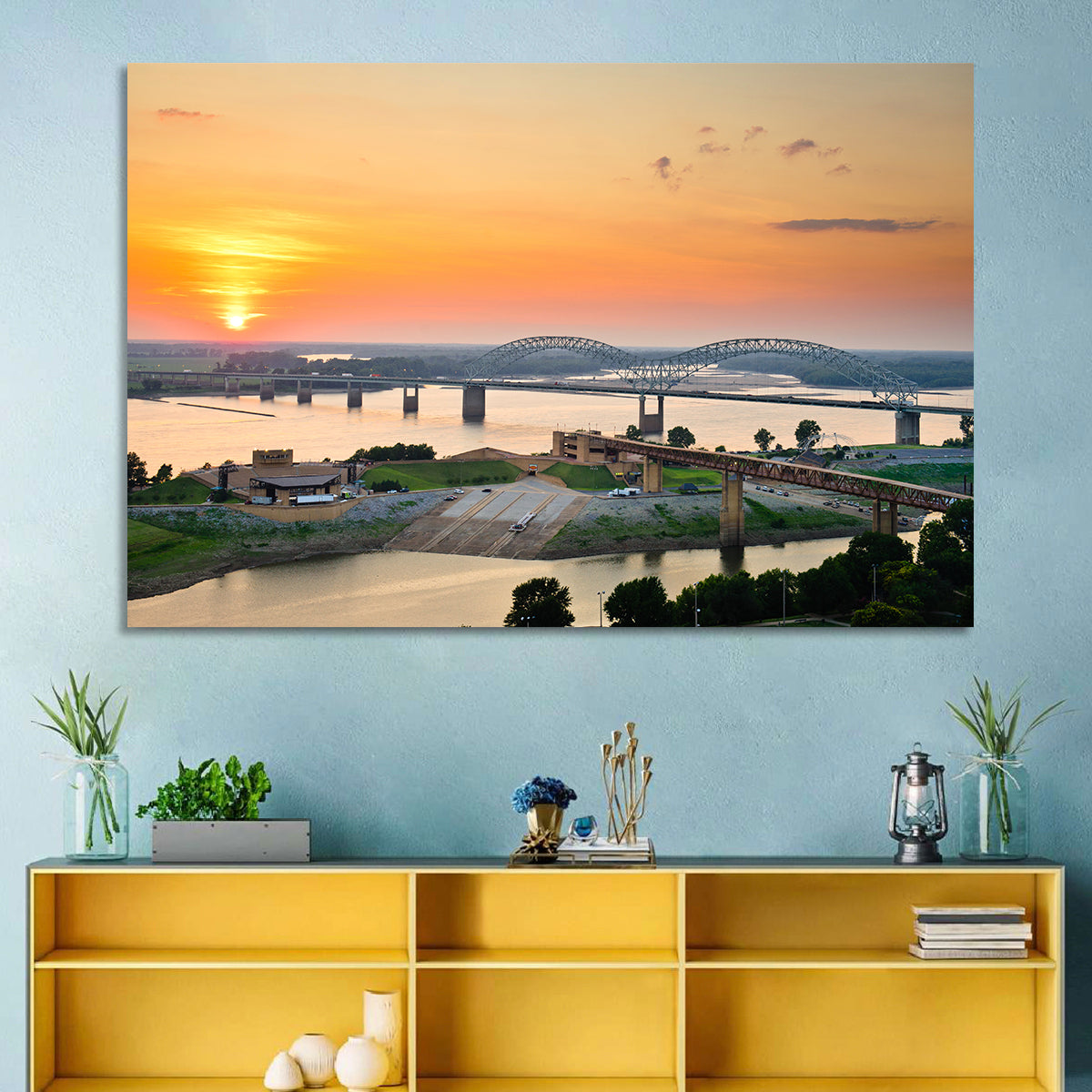Hernando De Soto Bridge at Sunset Wall Art