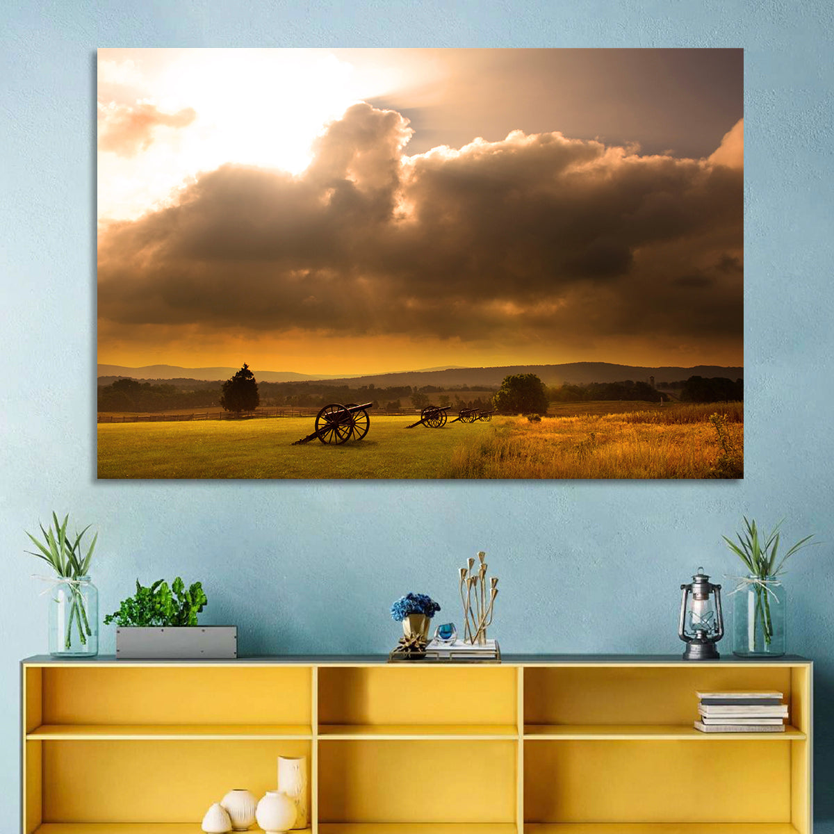 Antietam Civil War Battlefield Wall Art in a room, landscape