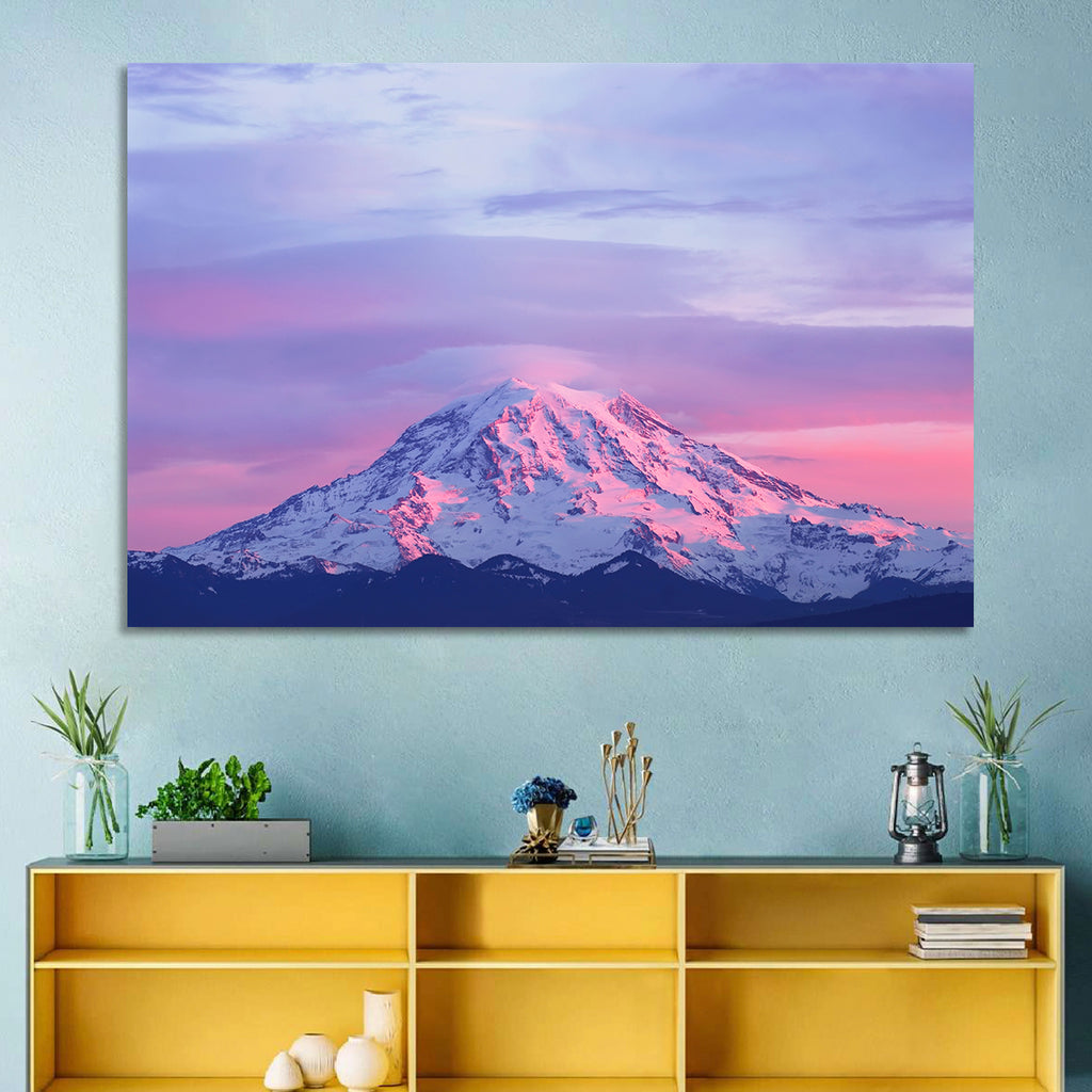 Mount Rainier Alpenglow with Lenticular Cloud Wall Art