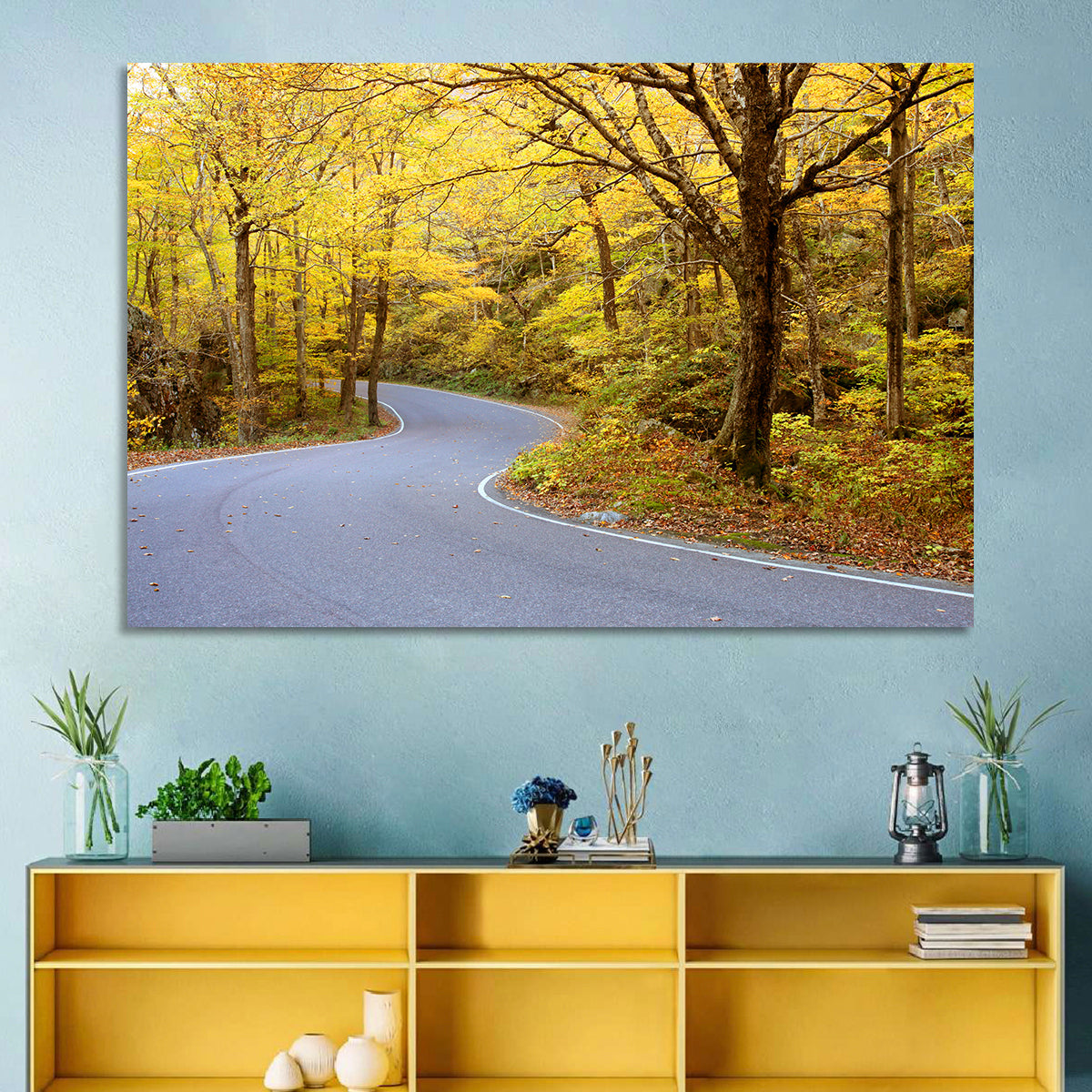 Winding Road Through Autumn Foliage Wall Art