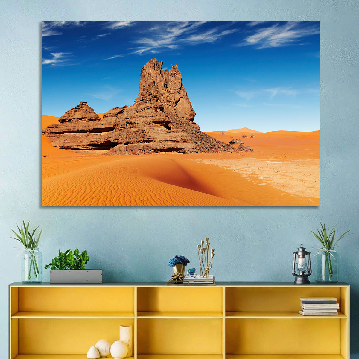 Sahara Rock Formation Landscape Wall Art in a room, landscape