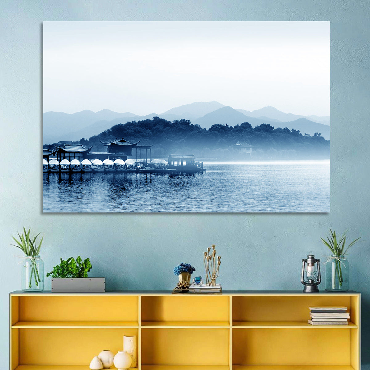 Hangzhou West Lake Wall Art in a room, landscape