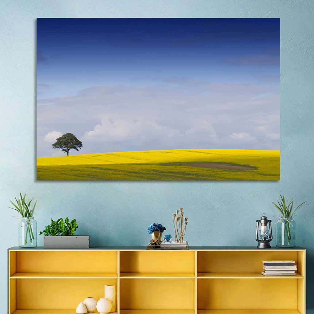 Solitary Tree Over Rapeseed Field Wall Art