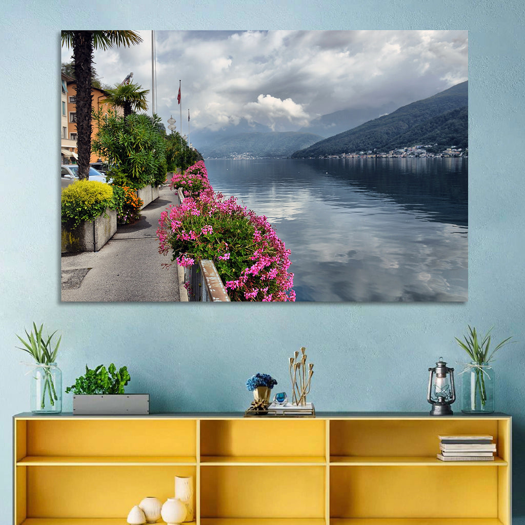 Lake Lugano Floral Walkway Wall Art