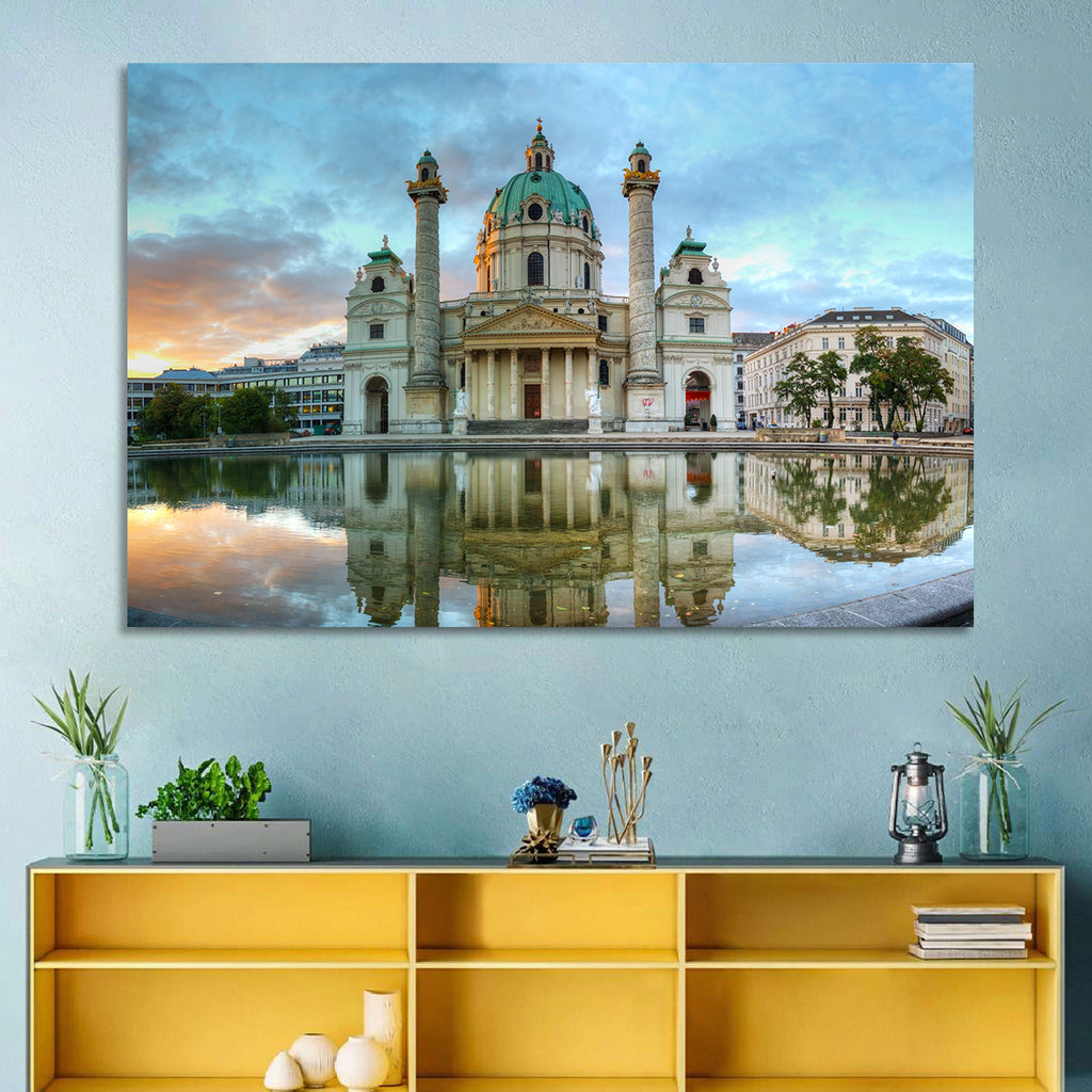 Karlskirche at Golden Hour Wall Art