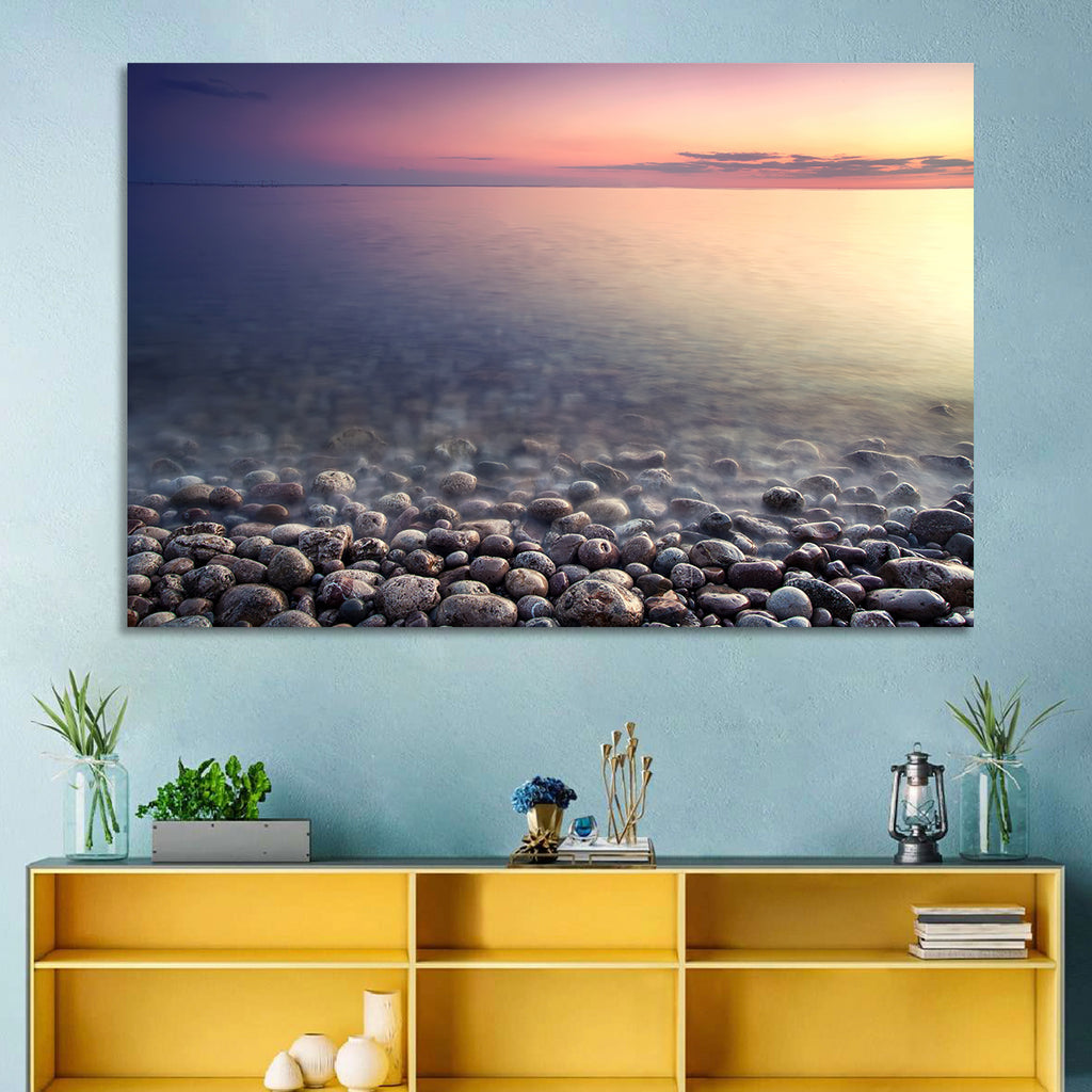 Pebbled Shore Sunset Wall Art