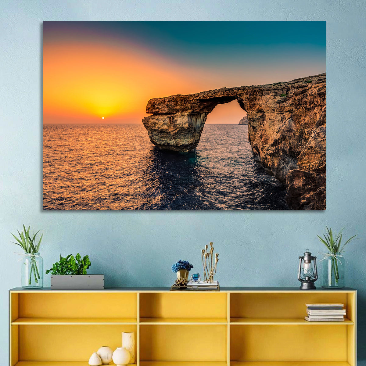 Azure Window Sunset, Dwejra Wall Art in a room, landscape
