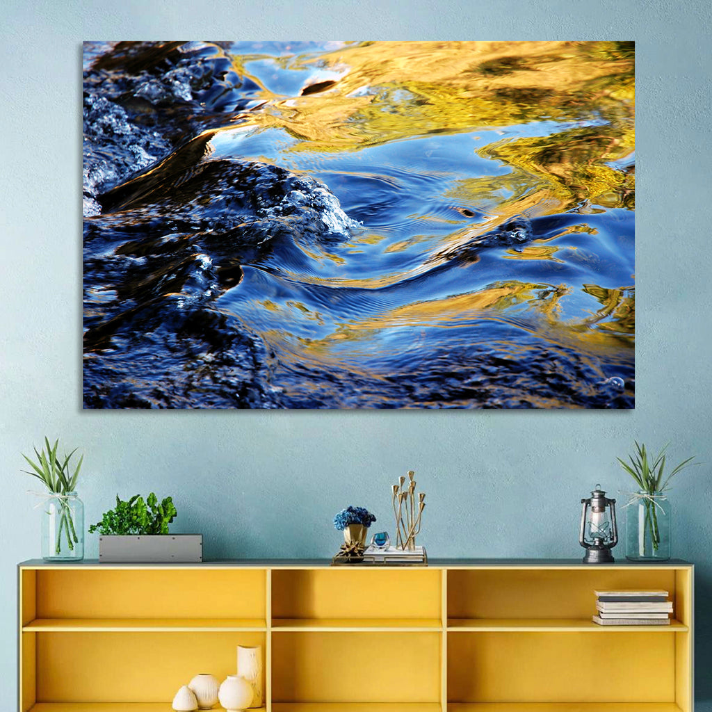 Flowing Stream with Golden Reflections Wall Art