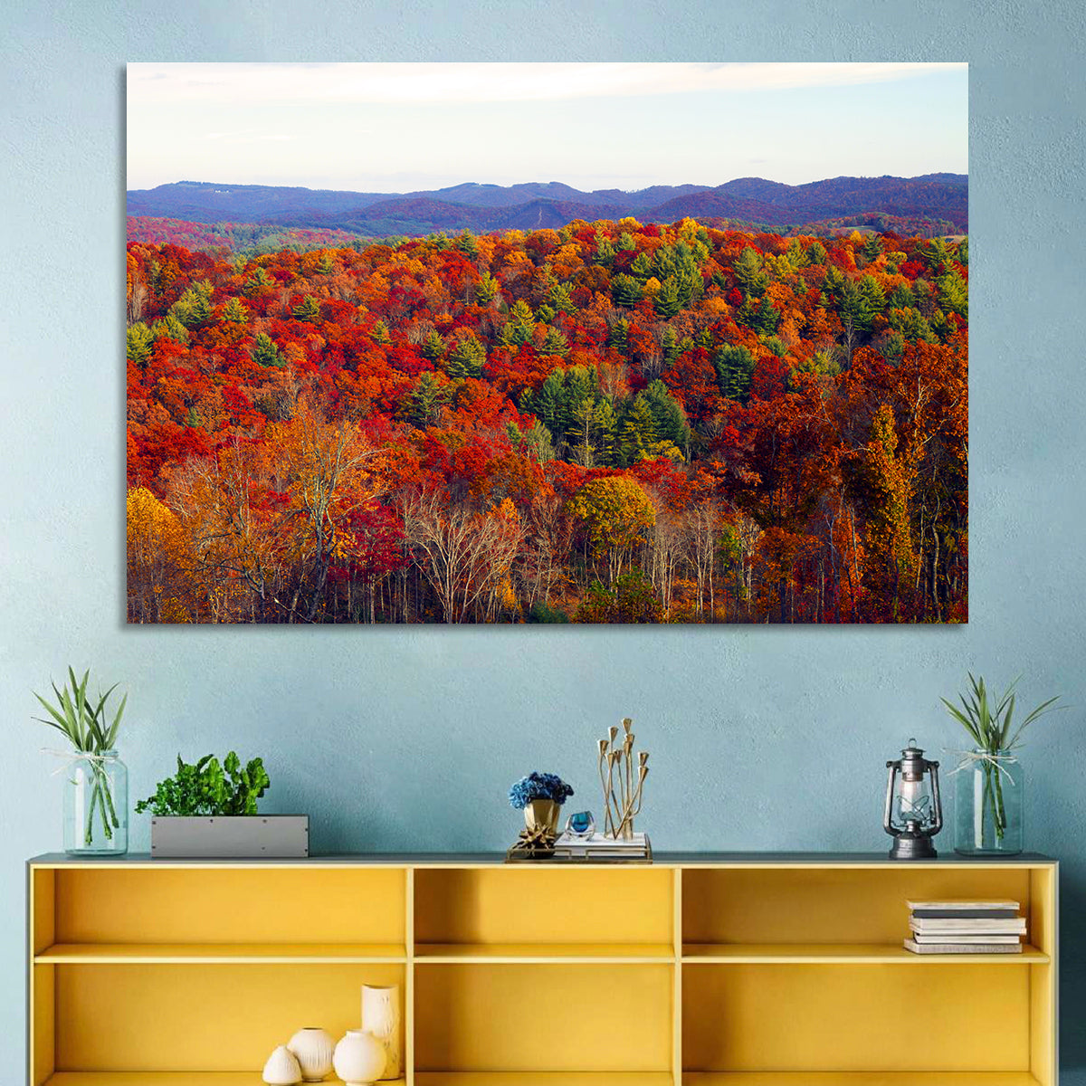 Autumn in the Appalachian Forest Wall Art in a room, landscape