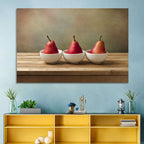Three Red Pears in Bowls Wall Art