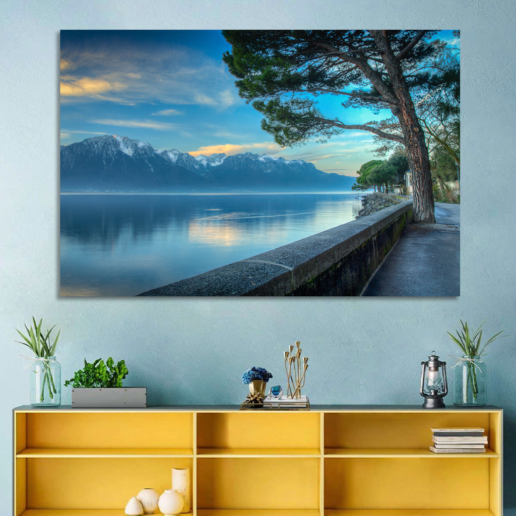 Lake Geneva View from Montreux Wall Art