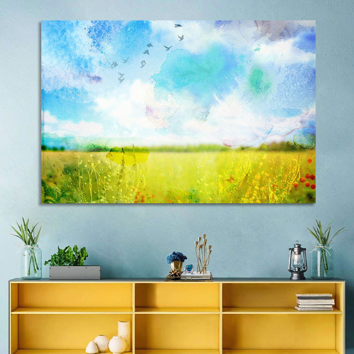 Watercolor Wildflower Field Wall Art