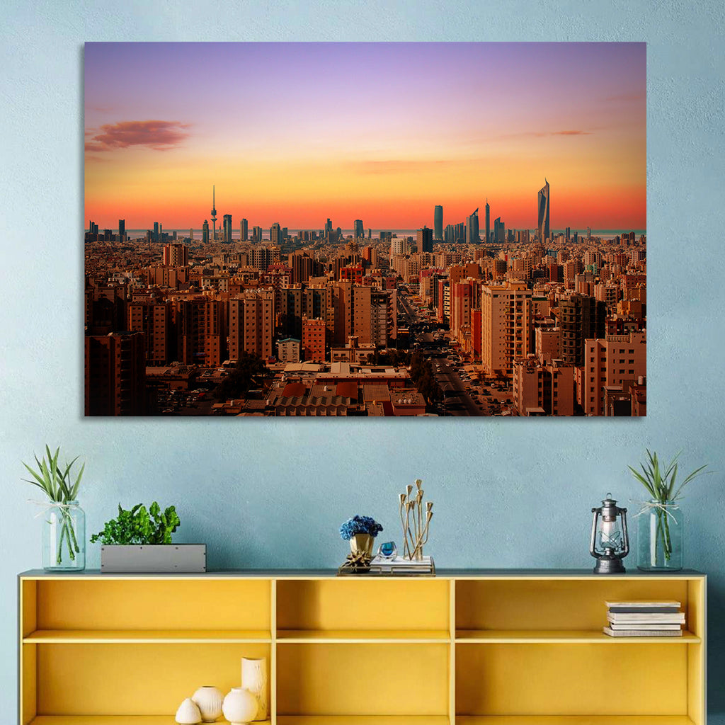 Kuwait City Skyline at Dusk Wall Art