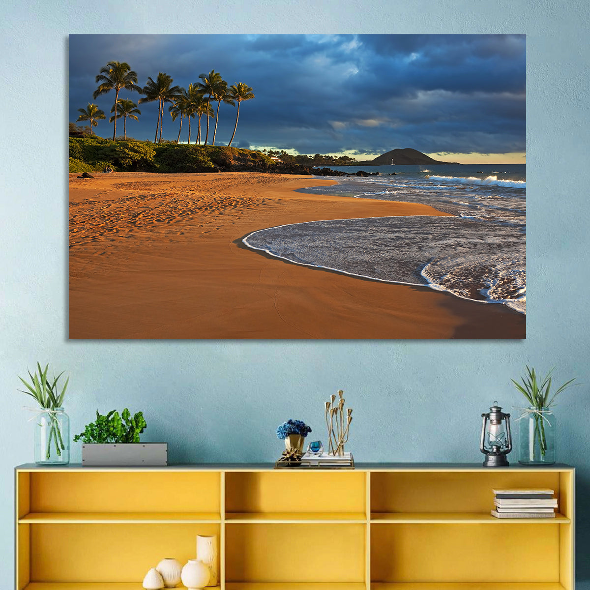 Poolenalena Beach Sunset Wall Art in a room, landscape