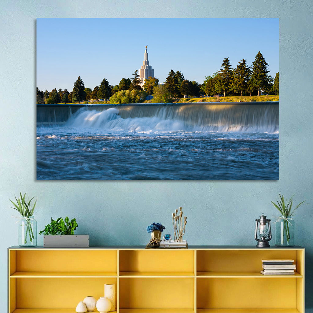 Idaho Falls Temple and Waterfall Wall Art