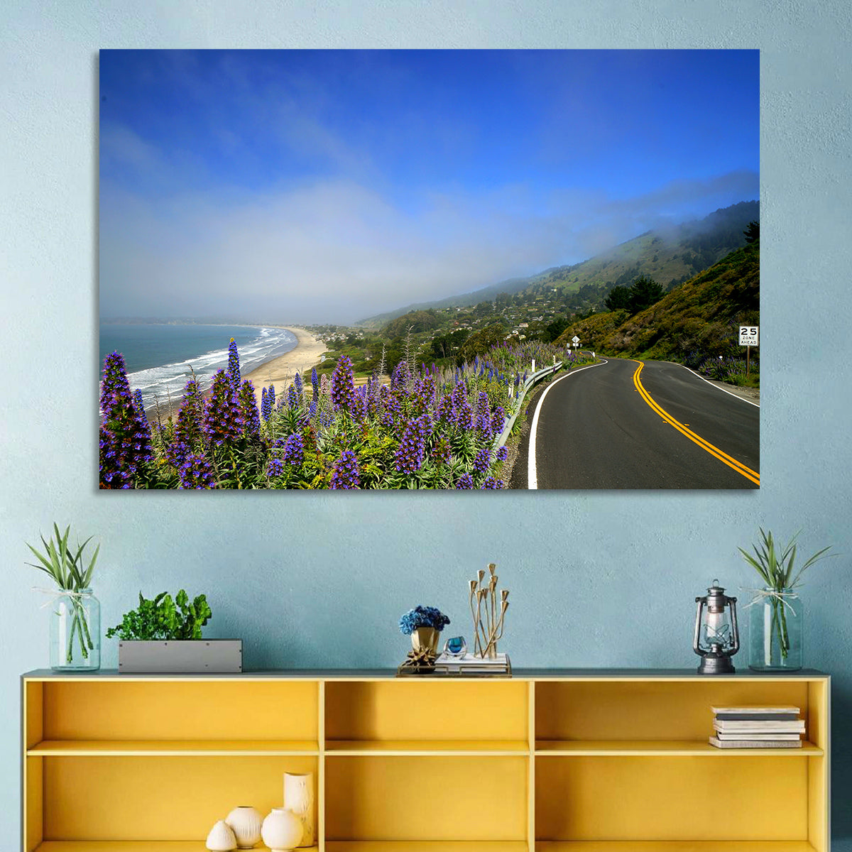 Big Sur Coastal Road Wall Art in a room, landscape