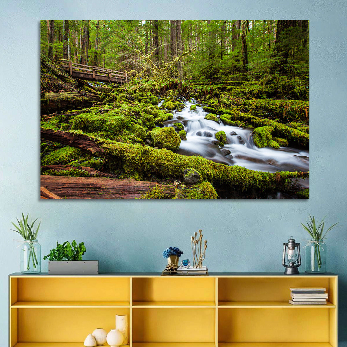 Mossy Cascade Forest Stream Wall Art