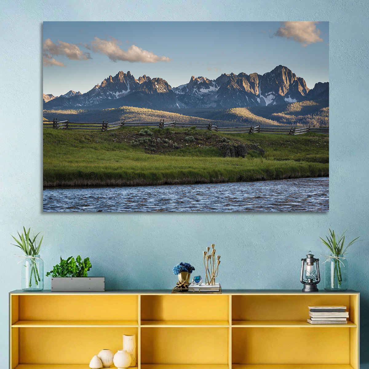 Sawtooth Mountains, Idaho Wall Art in a room, landscape