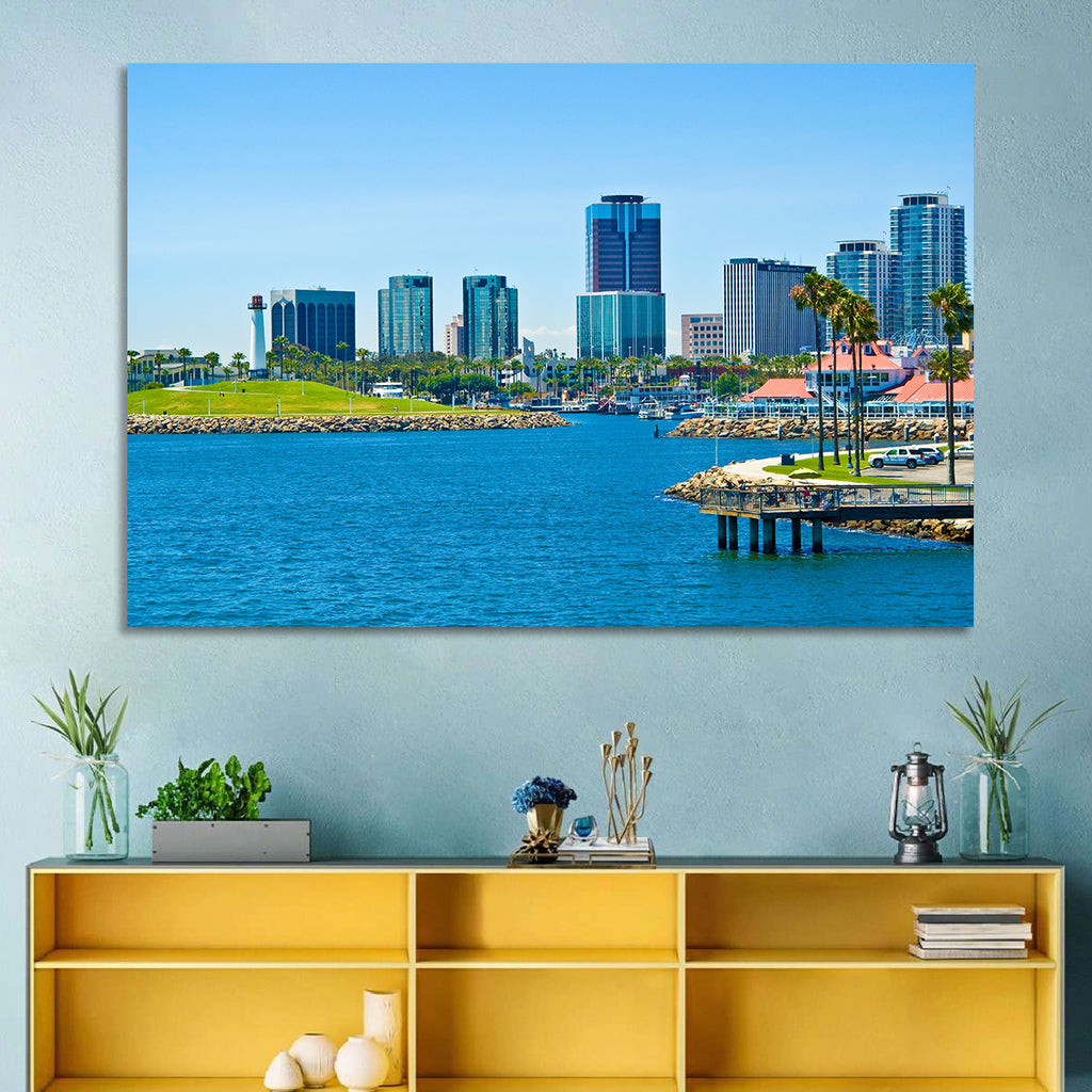Long Beach Rainbow Harbor Skyline Wall Art