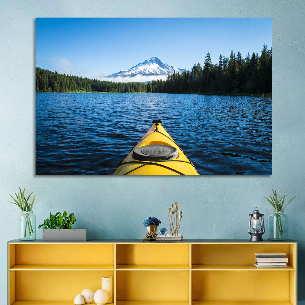Yellow Kayak at Trillium Lake Wall Art