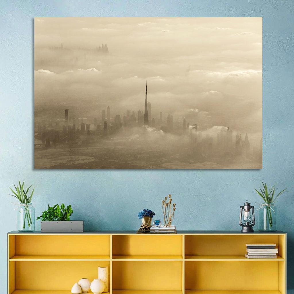 Dubai Haze Over Burj Khalifa Wall Art