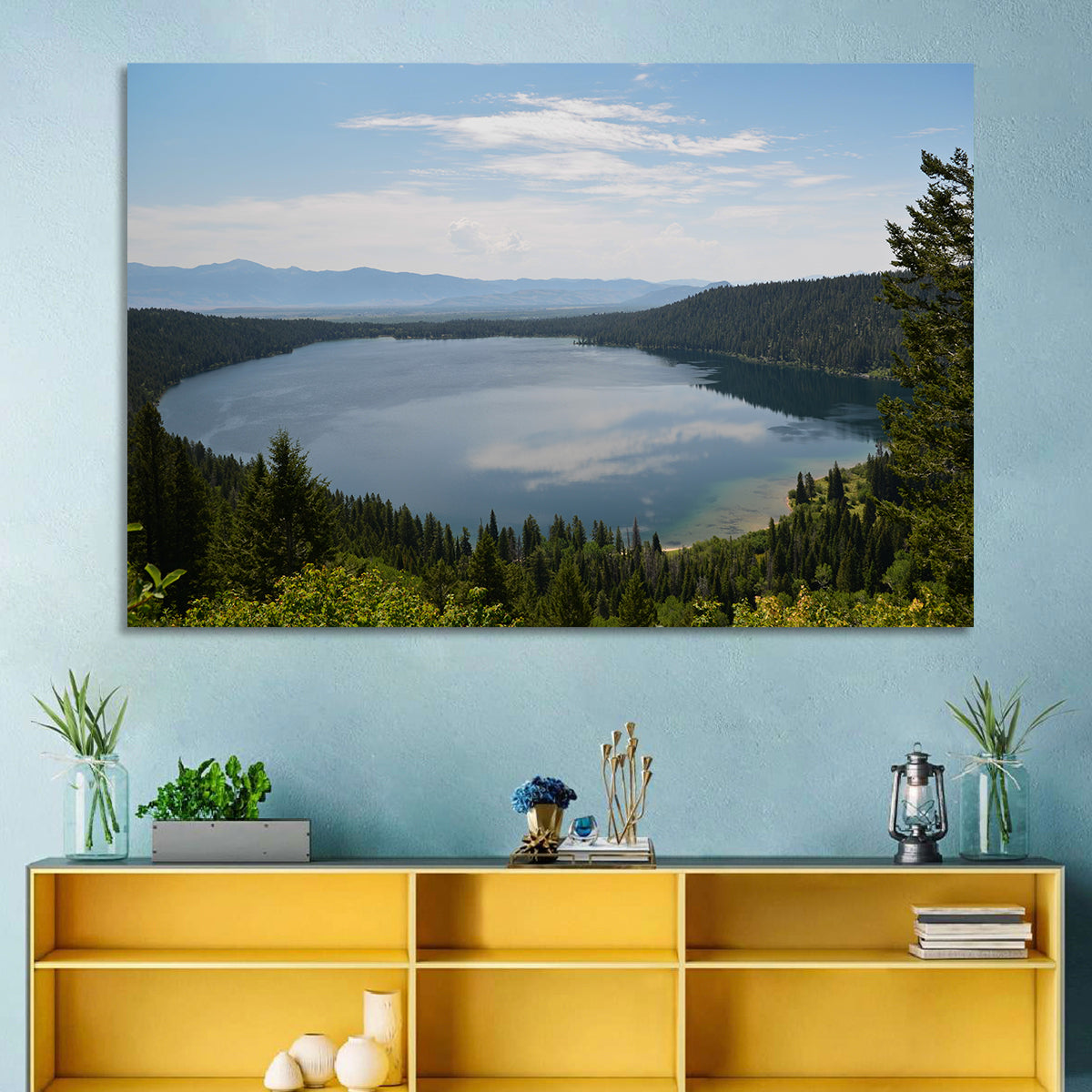 Phelps Lake Reflections Wall Art in a room, landscape