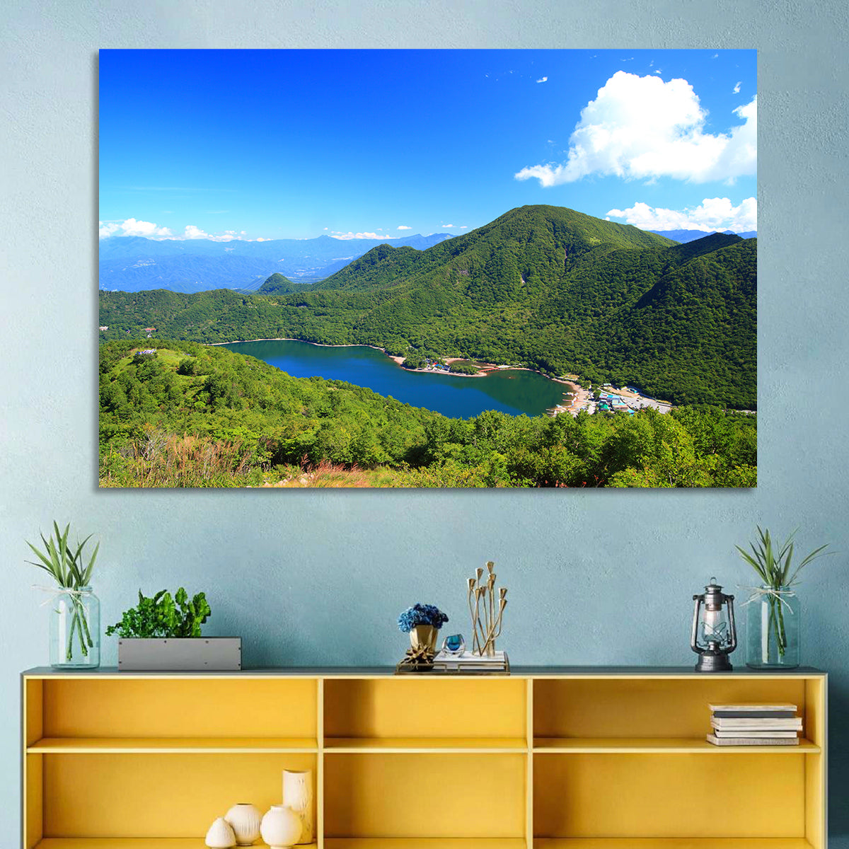Mount Akagi and Lake Yunoko Wall Art in a room, landscape