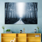 Misty Forest Road at Twilight Wall Art