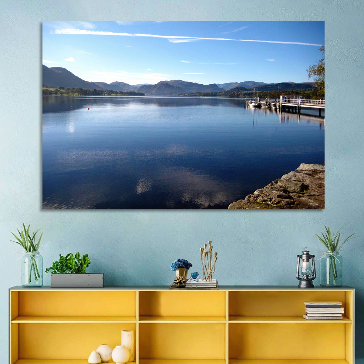 Lake Ullswater Pier Wall Art in a room, landscape