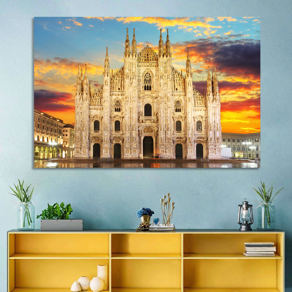 Milan Duomo at Sunset Wall Art in a room, landscape