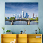 Frankfurt Skyline with Eiserner Steg Wall Art