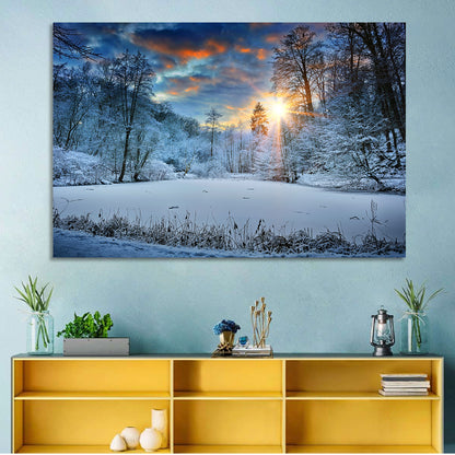 Frozen Forest Lake Wall Art