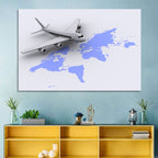 Airplane Over World Map Wall Art