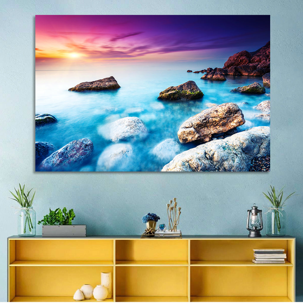 Rocky Beach Sunset Wall Art