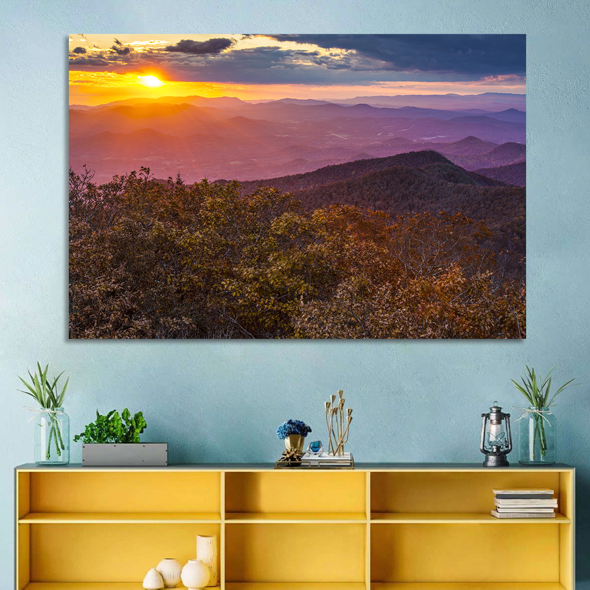 Blue Ridge Sunset Over Autumn Ridges Wall Art