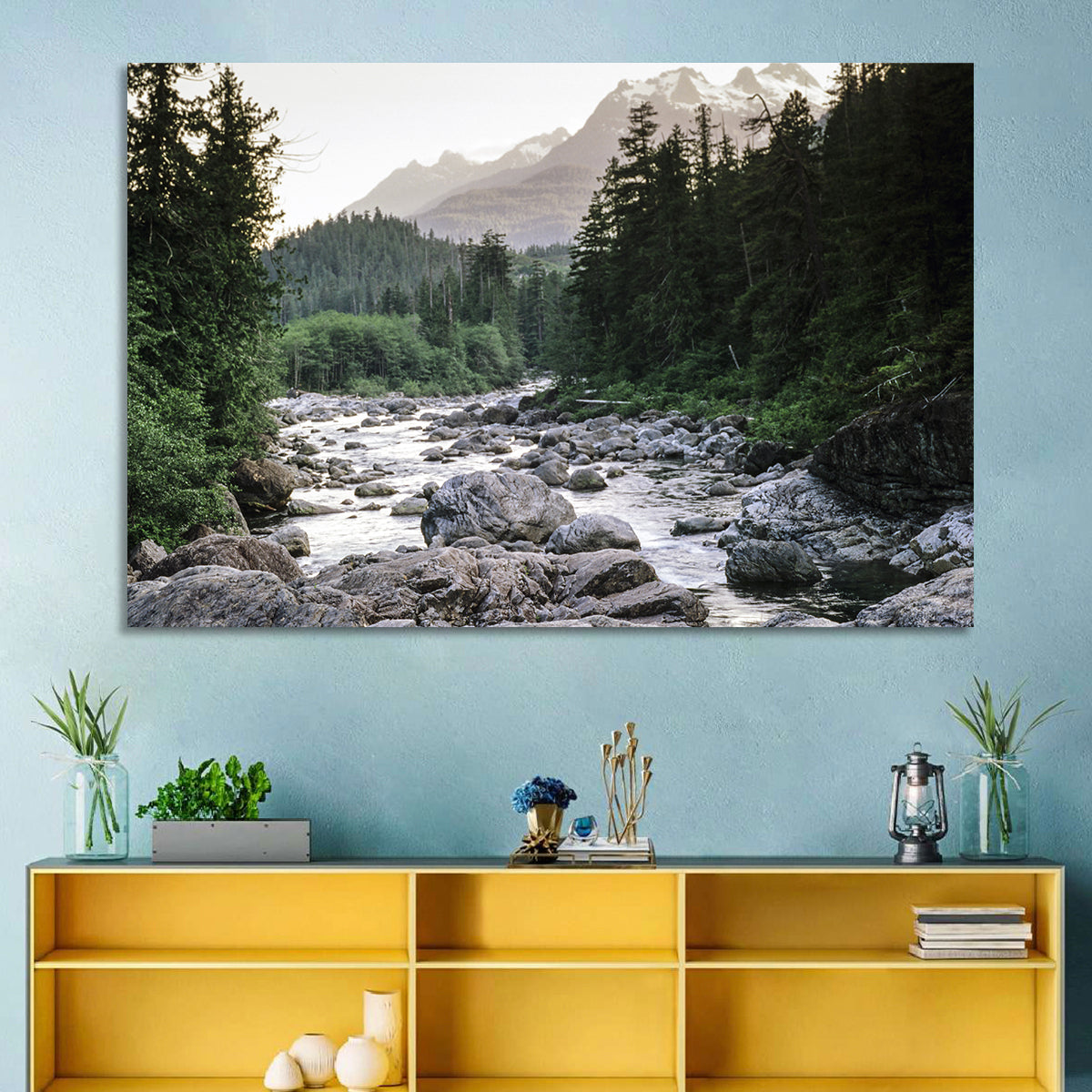 Snake River Mountain View Wall Art in a room, landscape
